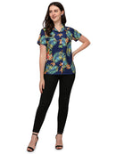 Womens Short Sleeve Casual Aloha Button Down Hawaiian Shirt For Women
