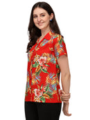 Womens Short Sleeve Casual Aloha Button Down Hawaiian Shirt For Women