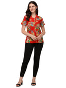 Womens Short Sleeve Casual Aloha Button Down Hawaiian Shirt For Women