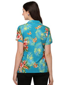 Womens Short Sleeve Casual Aloha Button Down Hawaiian Shirt For Women