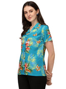 Womens Short Sleeve Casual Aloha Button Down Hawaiian Shirt For Women