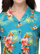 Womens Short Sleeve Casual Aloha Button Down Hawaiian Shirt For Women